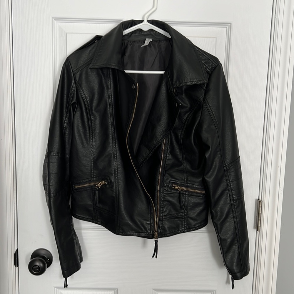 David’s bridal faux leather Til Death biker jacket